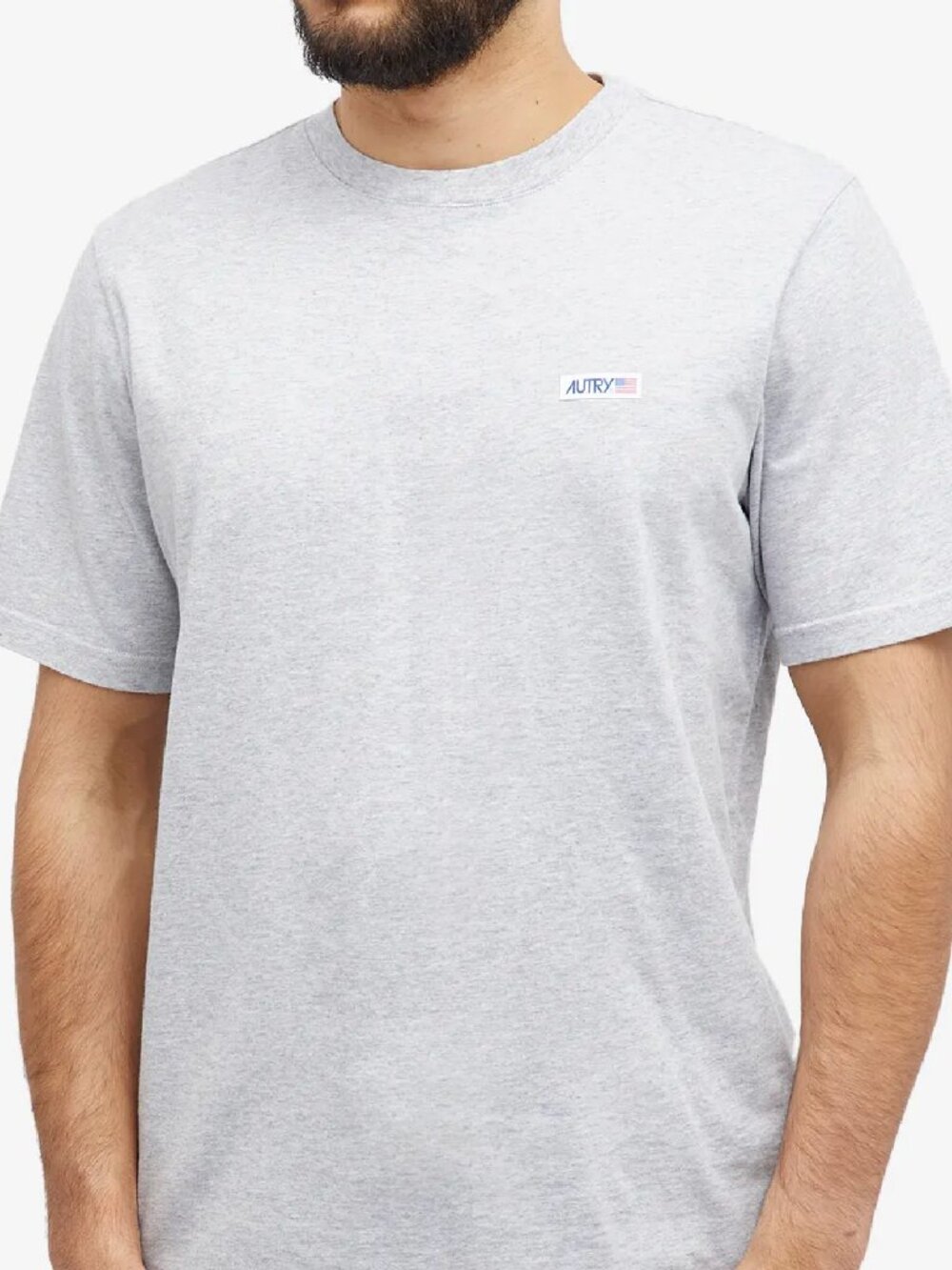 Autry Flag Logo Tee in Grey Melange - Medium